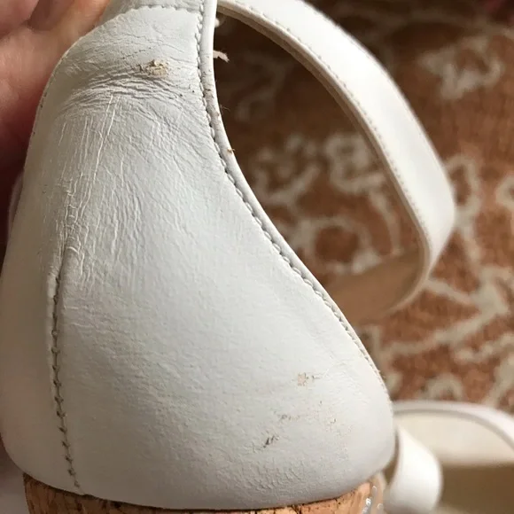 Jimmy Choo Optic White Vachetta Leather Portia 120 Silver Cork 10/EU 40 - Picture 14 of 14